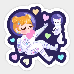 Astronaut Hearts Sticker